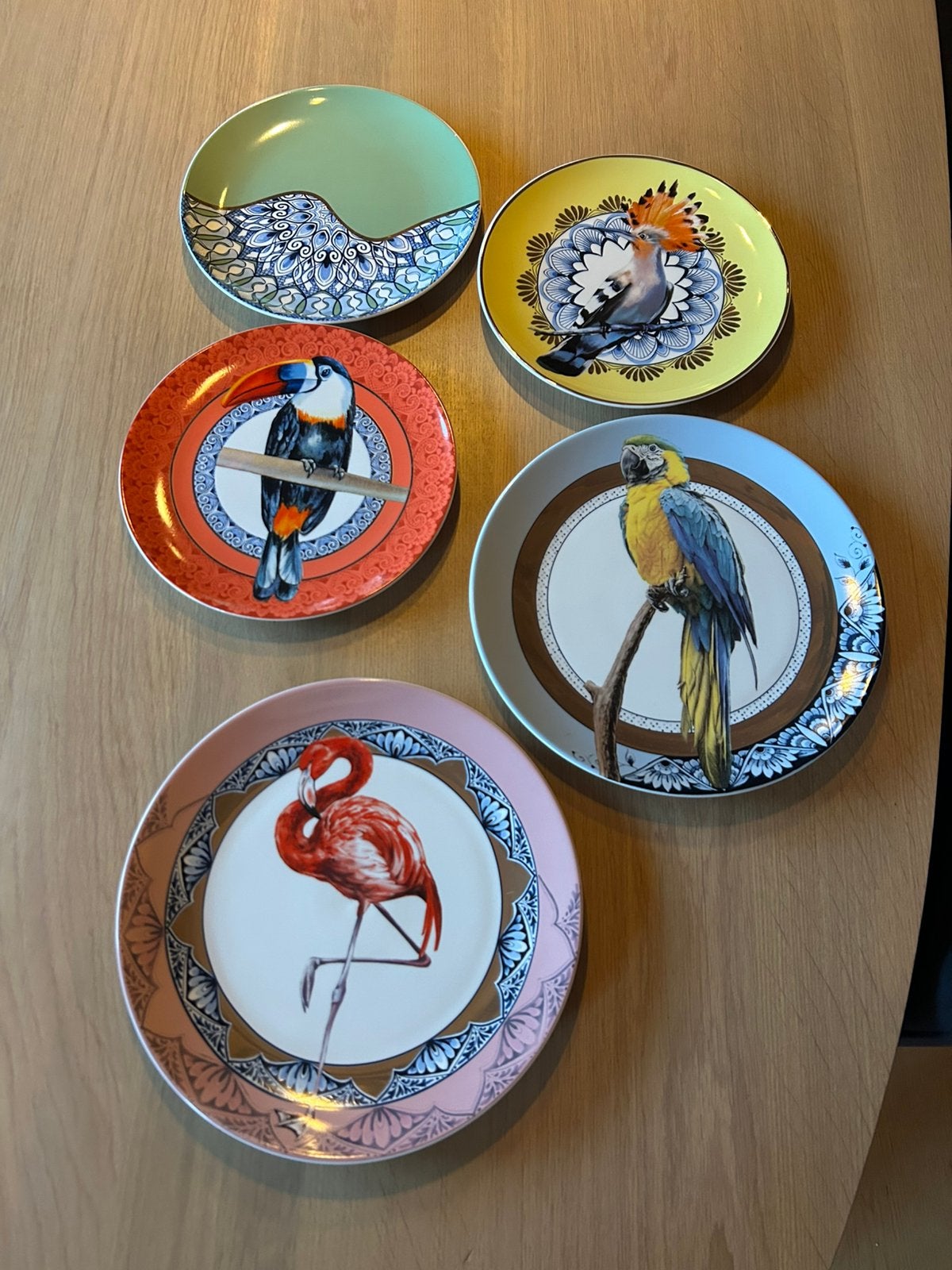Heinen Delfts Blauw Wandborden met Tropische Vogels, Ophalen of Verzenden