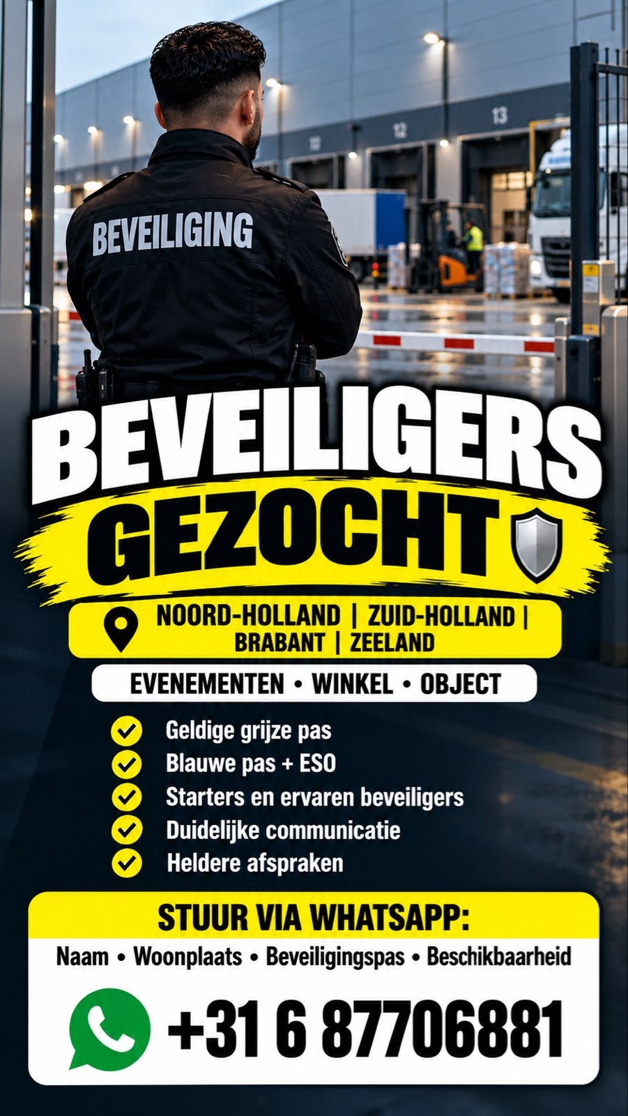Beveiligers Gezocht: Noord-, Zuid-Holland, Zeeland, Brabant, Vacatures