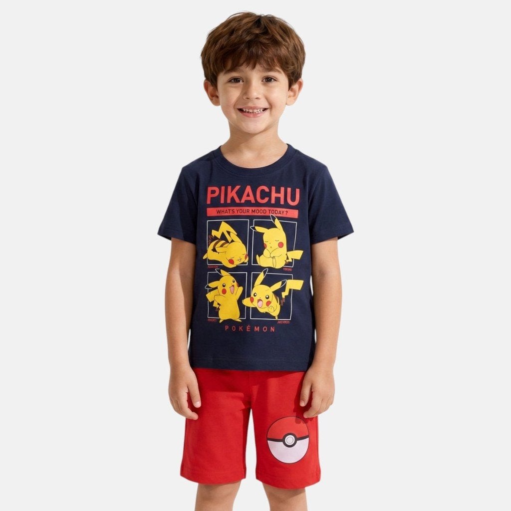 Pokemon Pikachu shortama jongens 100% katoen zwart maat 110, Kinderen en Baby's, Kinderkleding | Maat 110, Nacht- of Onderkleding
