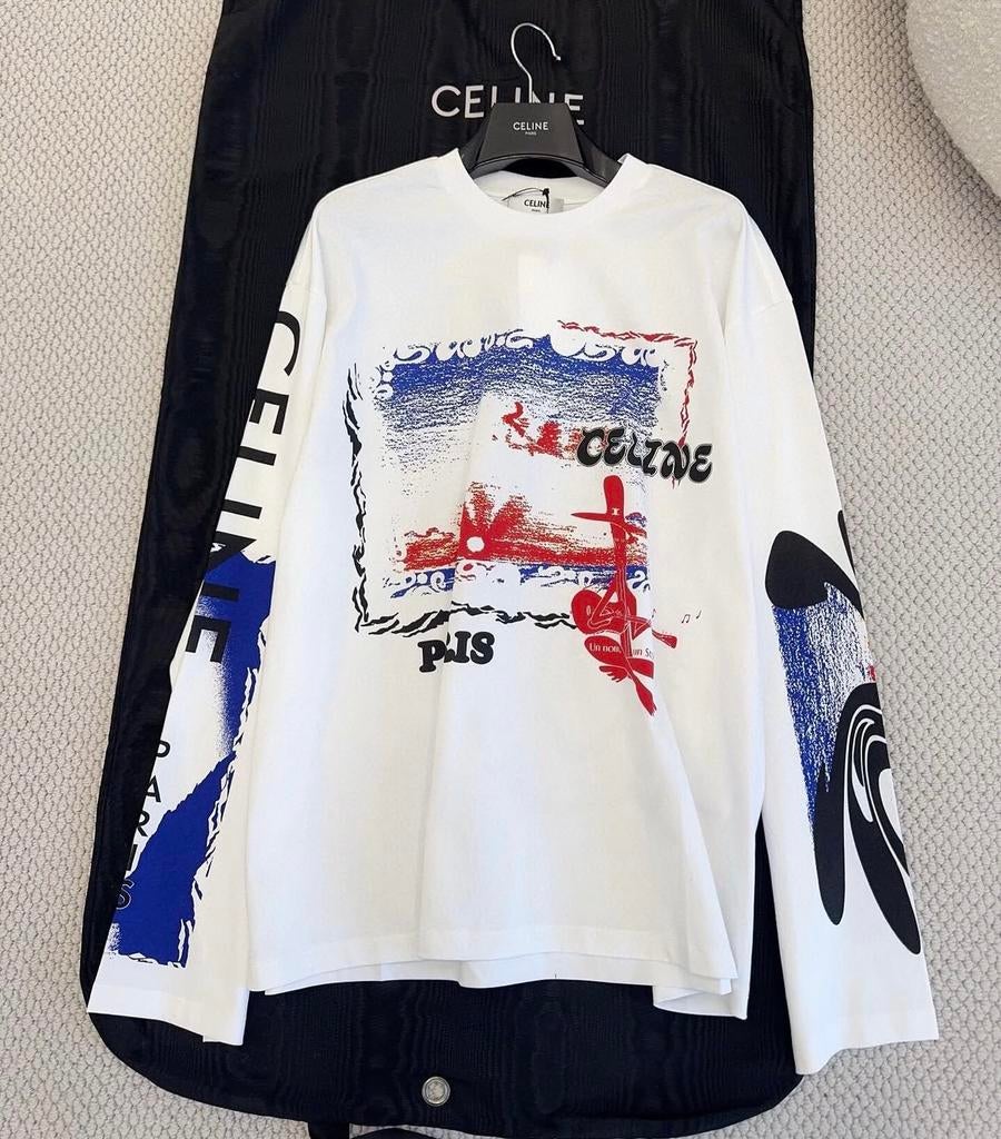 Celine long sleeve t shirt, Kleding | Heren, T-shirts, Ophalen of Verzenden, Nieuw, Maat 52/54 (L), Wit