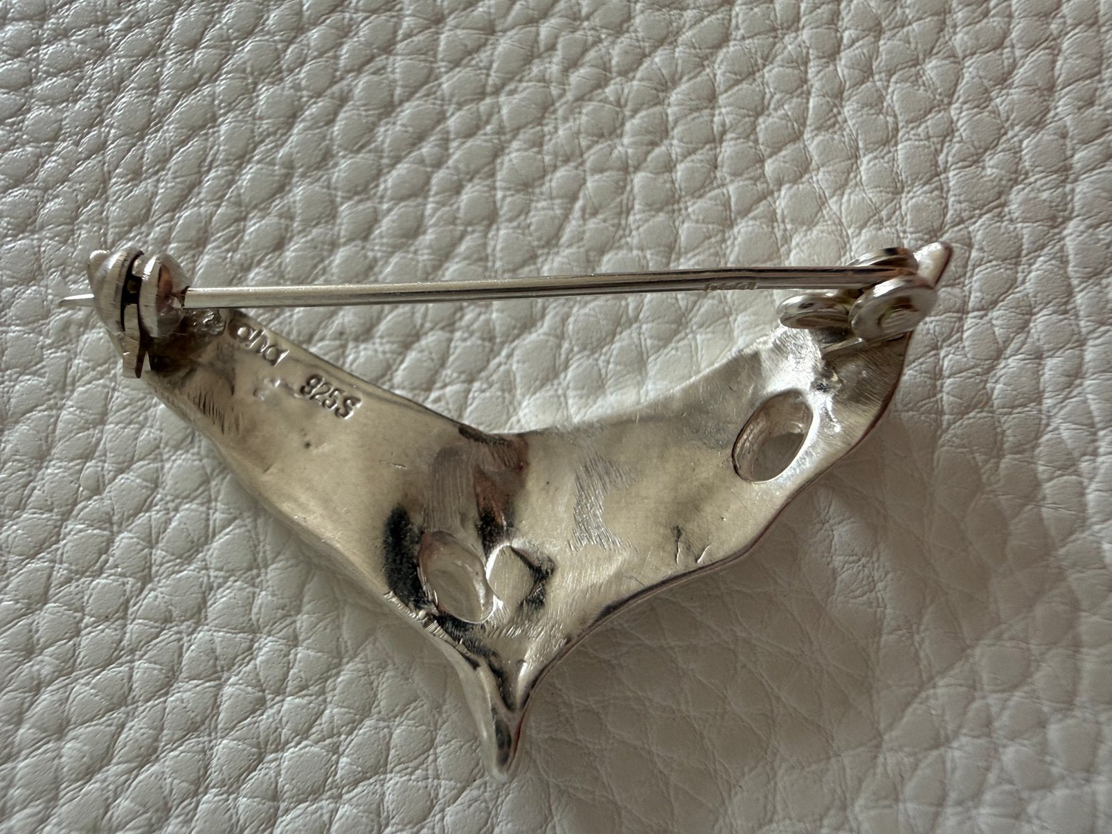 H261/Zilveren ASTRI HOLTHE Brutalist Broche Noorwegen, 4 tot 7 cm, Gebruikt, Verzenden, X