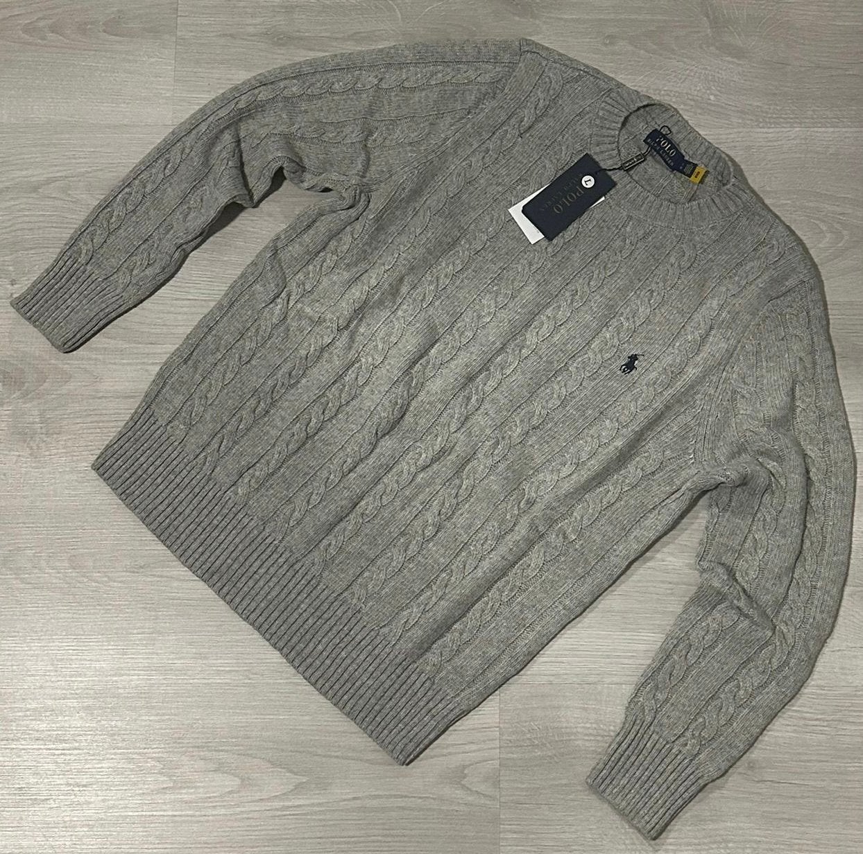 Ralph Lauren Kabeltrui - Grijs - L, Ophalen of Verzenden, Nieuw, Maat 52/54 (L), Grijs