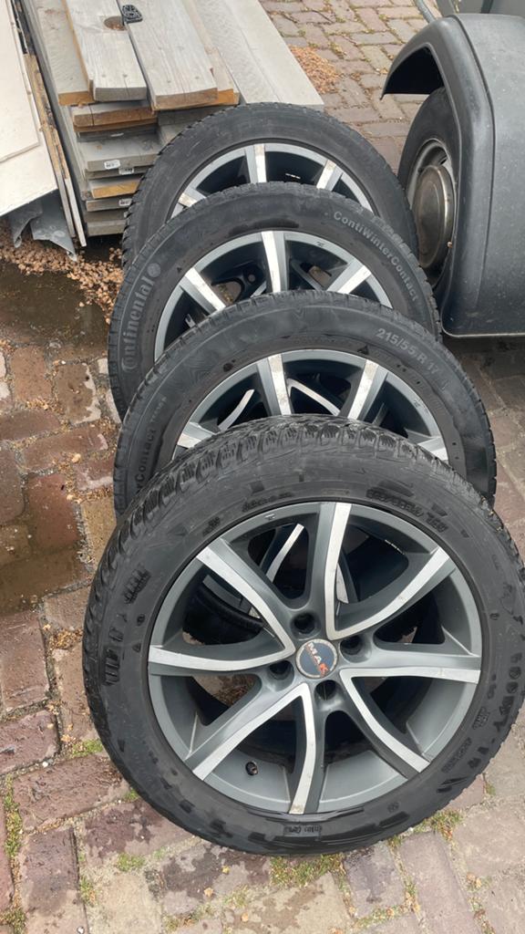 Continental winterbanden met MAK velgen 215/55 R17, Ophalen of Verzenden, Gebruikt