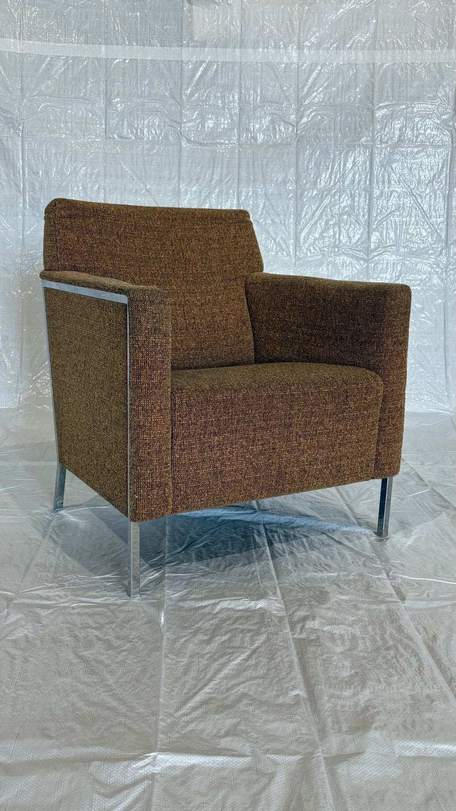 Moroso Steel Fauteuil - Bruin Design Stoel, Ophalen, Gebruikt, Design, 75 tot 100 cm