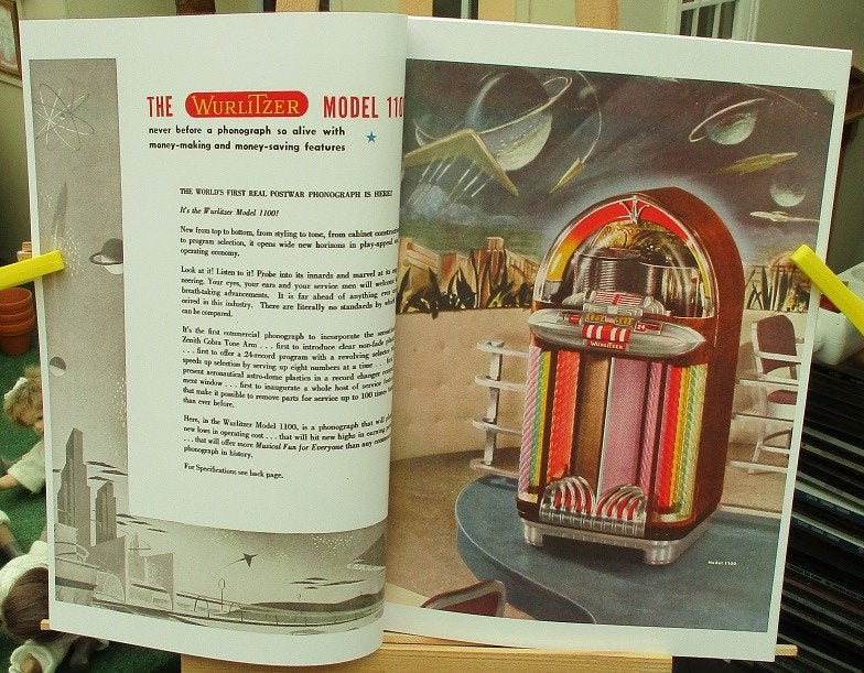 Mooie repro brochure van de WURLITZER 1100, Ophalen of Verzenden, 1950 tot 1960, Seeburg