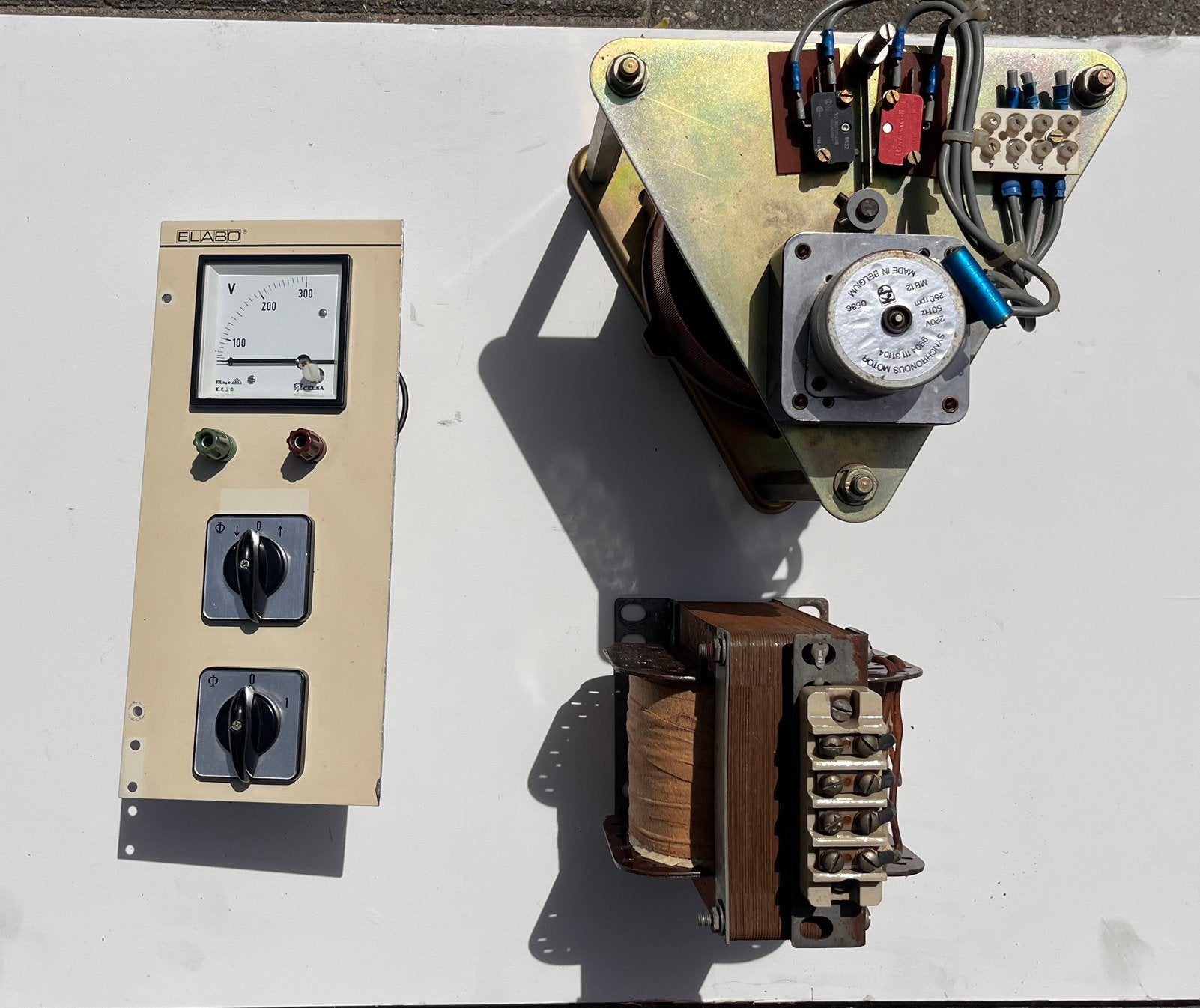 Philips Variac, scheidingstrafo en Elabo bedieningspaneel, Ophalen, Gebruikt