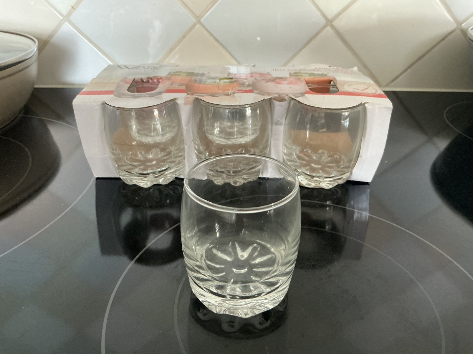 Amuseset (6 kleine glaasjes), Ophalen of Verzenden, Zo goed als nieuw, Borrel- of Shotglas
