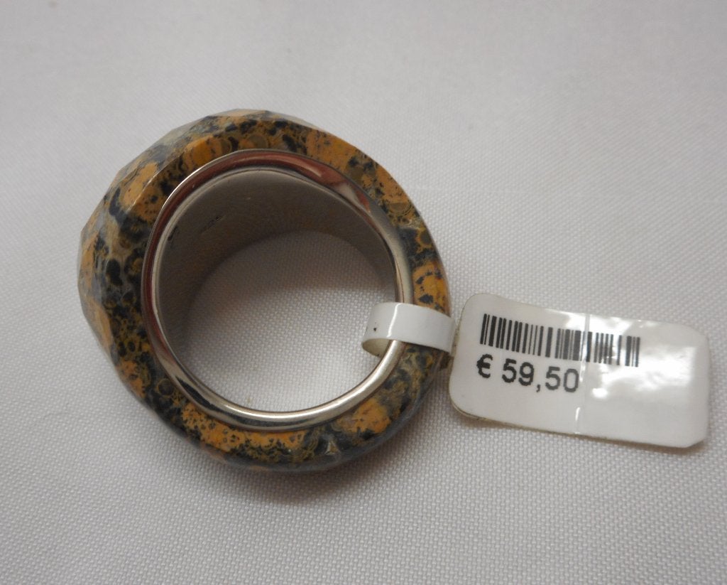 Zilveren aparte ring met edelsteen nr.2221, Sieraden, Tassen en Uiterlijk, Ringen, Verzenden, Zo goed als nieuw, 17 tot 18, Met edelsteen
