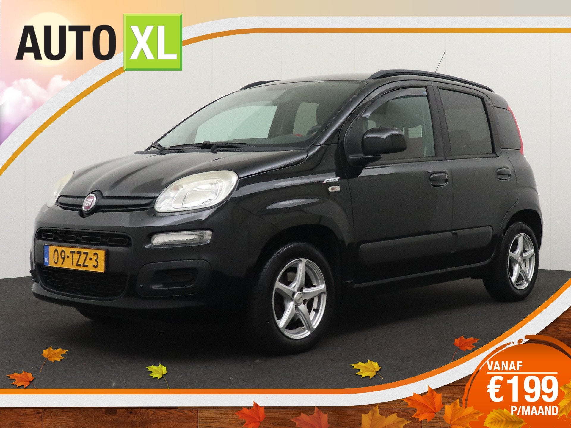 Fiat Panda 0.9 TwinAir Lounge Sport Trekhaak 14'LMV Privacy, Auto's, Voorwielaandrijving, Zwart, Panda, Zwart