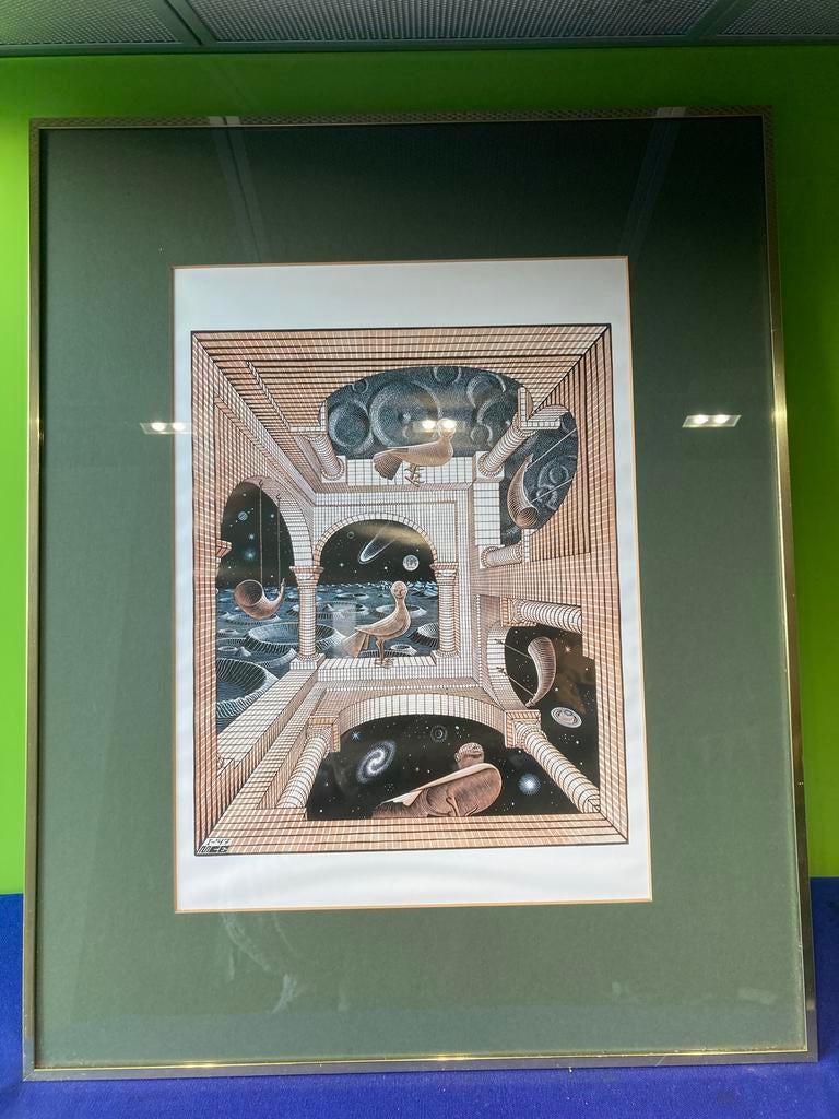 Nielsen lijst goud 50x40 – incl Escher poster, Huis en Inrichting, Minder dan 50 cm, 50 tot 75 cm, Metaal of Aluminium, Ophalen of Verzenden