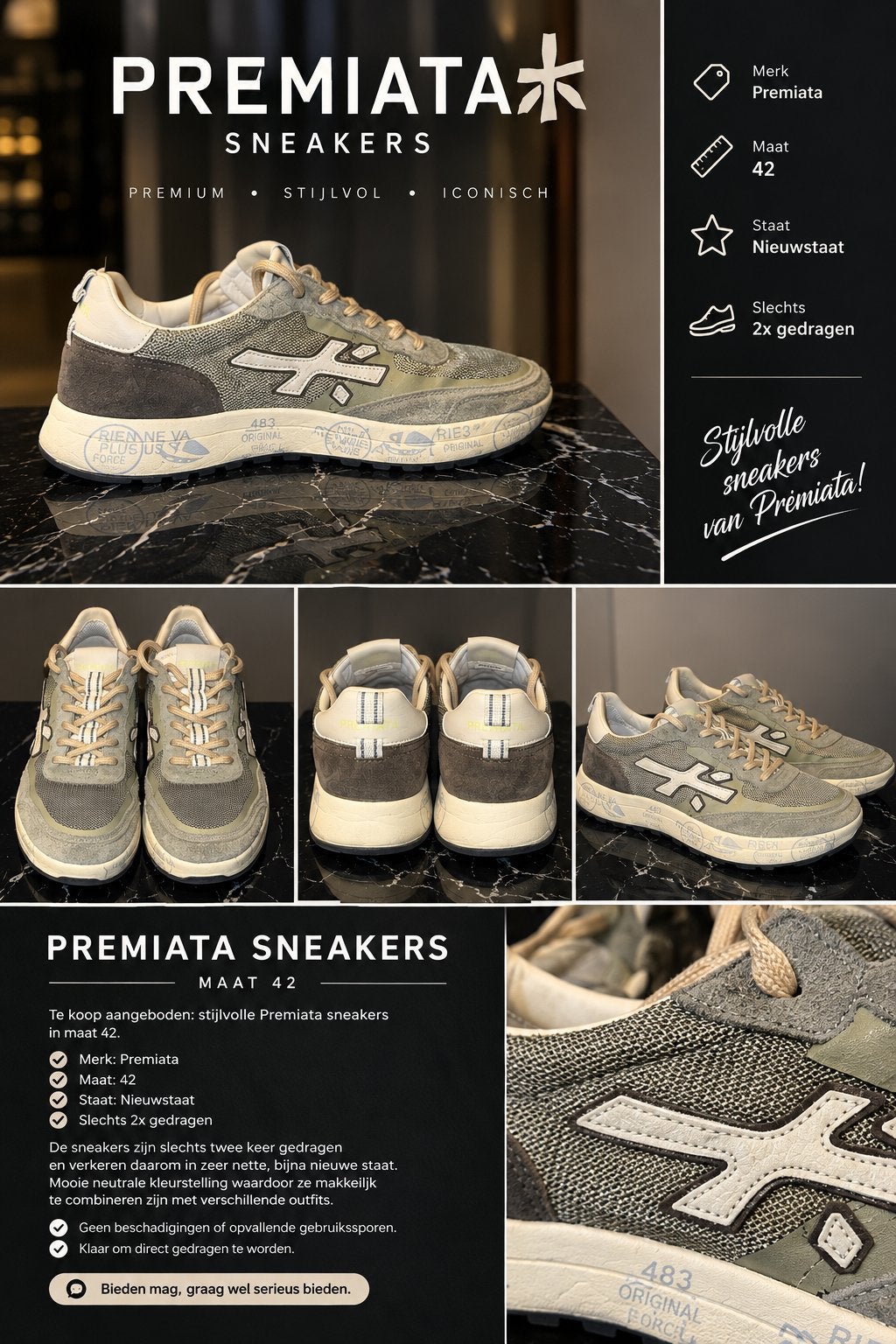 Premiata Top Staat!!, Kleding | Dames, Ophalen of Verzenden, Zo goed als nieuw, Sneakers of Gympen