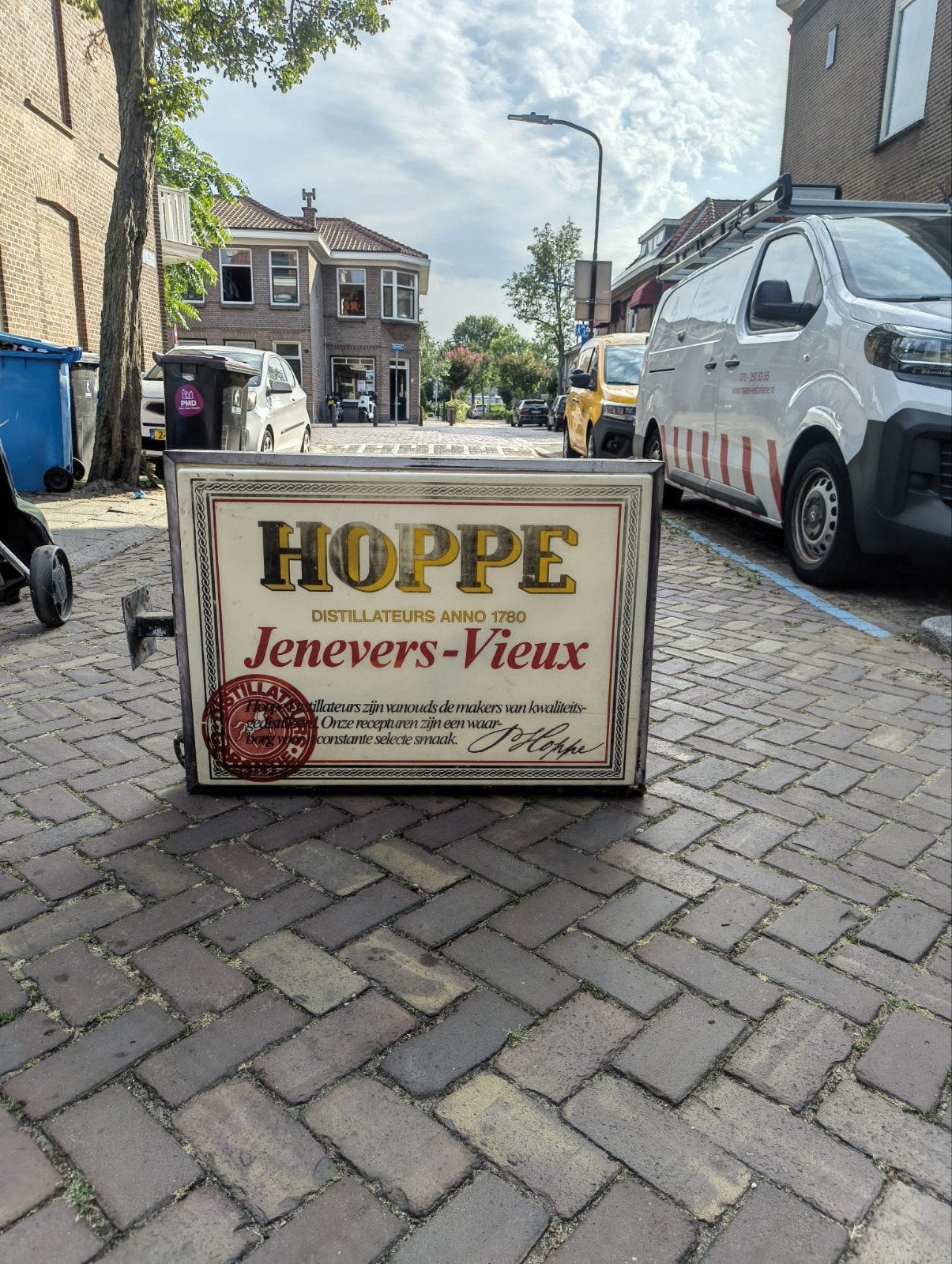 Vintage Hoppe Jenever Lichtbak - Distillateurs Anno 1780, Antiek en Kunst, Ophalen of Verzenden