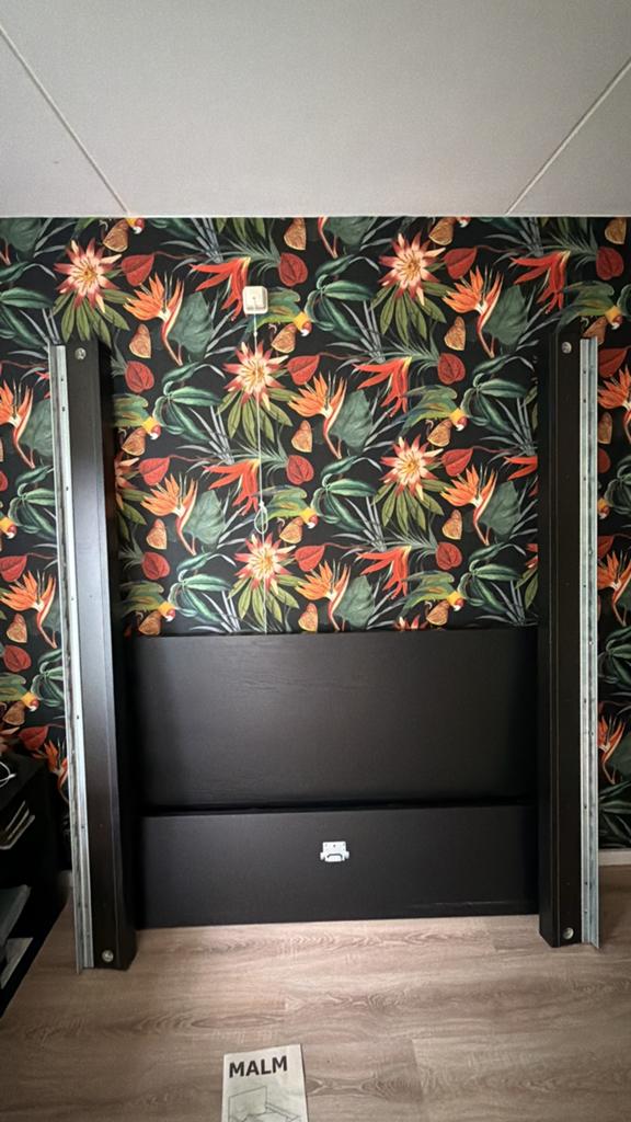 MALM bed 160x200 +latten&matras, Ophalen, Zwart, Tweepersoons, Zo goed als nieuw