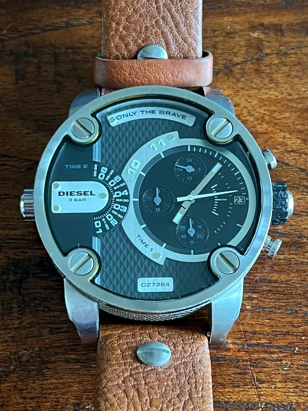 Diesel Only The Brave Herenhorloge DZ7264, Overige merken, Leer, Staal, Polshorloge
