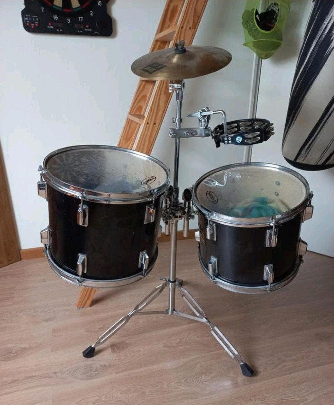 Toms, bekkens en tamboerijn op standaard, Muziek en Instrumenten, Ophalen, Gebruikt, Pearl