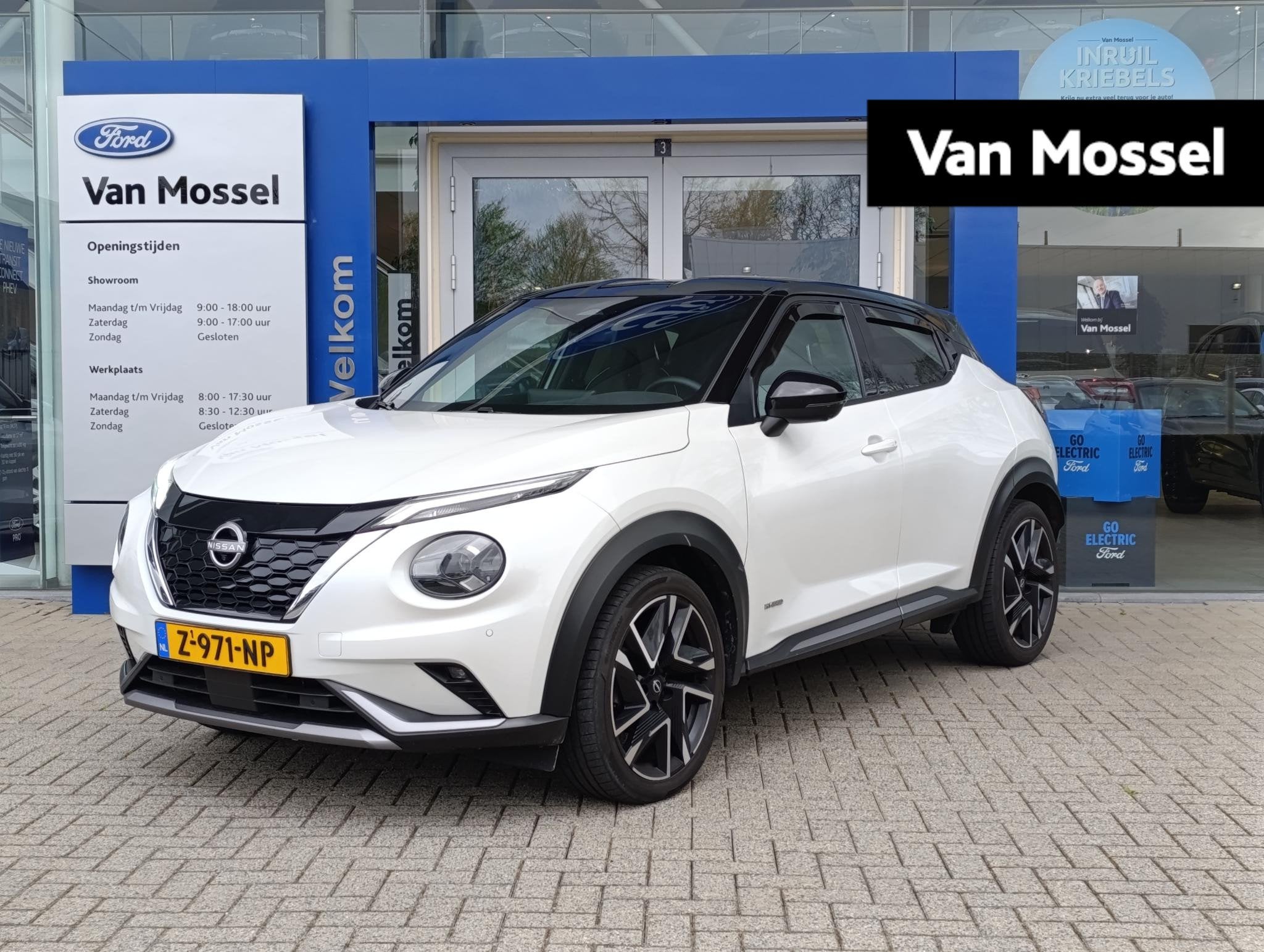 Nissan Juke 1.6 Hybrid N-Design | Stoel/stuur voorruitverwar, Auto's, 12 maanden, Stof, Gebruikt, Wit
