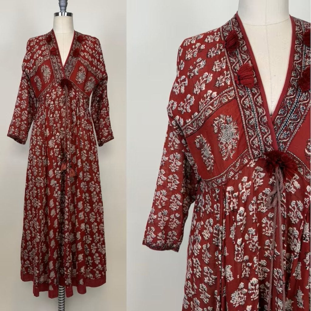 Vintage jaren '80 Rapsodia katoenen India midi/maxi jurk, M, Maat 38/40 (M), Verzenden, Nieuw, Rapsodia