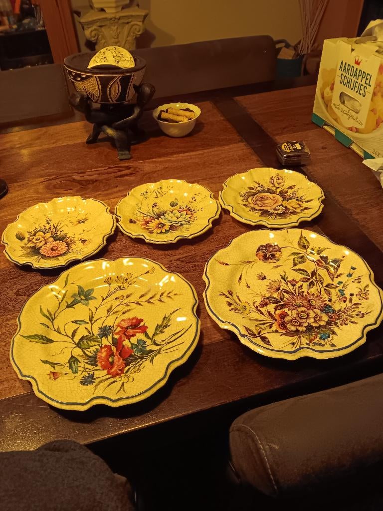 zeer mooie vintage lami borden 5 stuks 3 klein en 2 groot, Ophalen