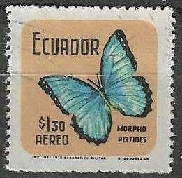 Ecuador 1970 - Yvert 515PA - Vlinders - Blauwe morpho (ST), Verzenden, Gestempeld, Zuid-Amerika