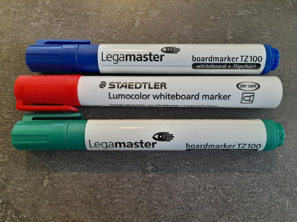 Whiteboard markers blauw-rood-groen, -, -, Ophalen of Verzenden, Zo goed als nieuw