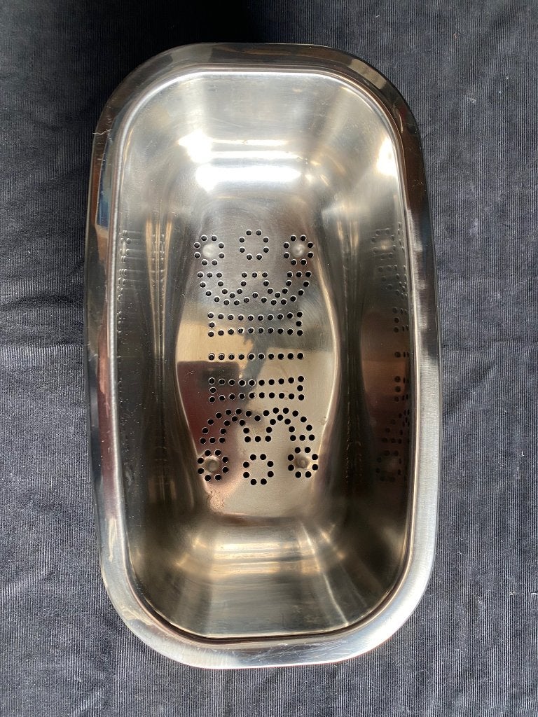 RVS vergiet / inzet bak met 'Pasta' design, Ophalen, Overige typen, Zilver, Zo goed als nieuw