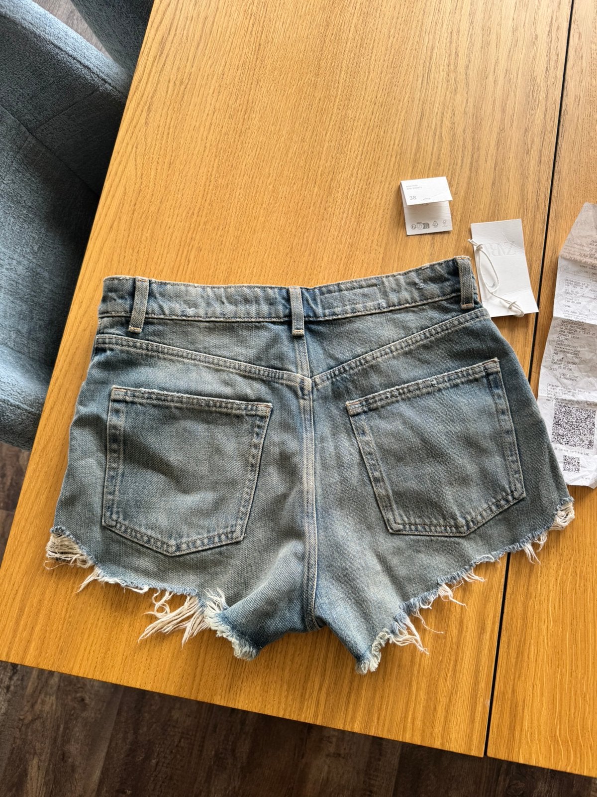 Zara high rise mini short maat 38, Maat 38/40 (M), Kort, Blauw, Nieuw