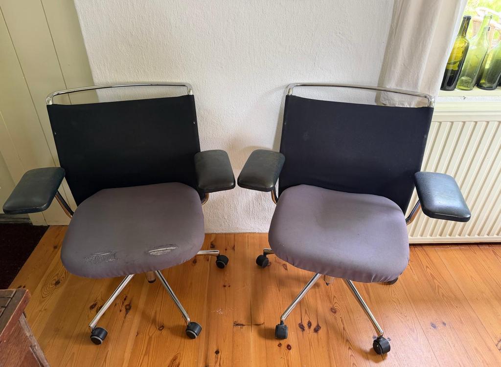 2 Antonio Citterio AC2 Vitra bureaustoel chroom, stof, leer, Huis en Inrichting, Bureaustoelen, Ophalen, Zo goed als nieuw, Zwart