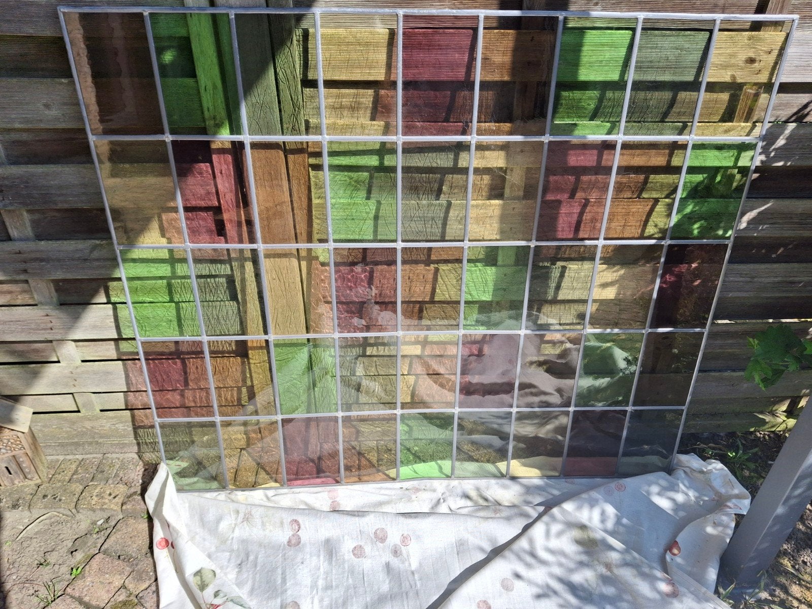 Glas in lood raam, diverse kleuren, Ophalen, Gevelraam of Ruit, Gebruikt, Glas in lood