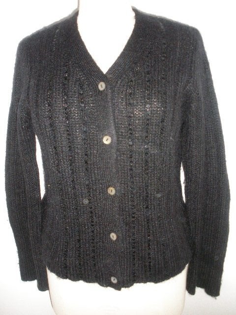 TURNOVER vest zwart mohair wol met pailletten maat L, Maat 38/40 (M), Zwart, Zo goed als nieuw, Turnover