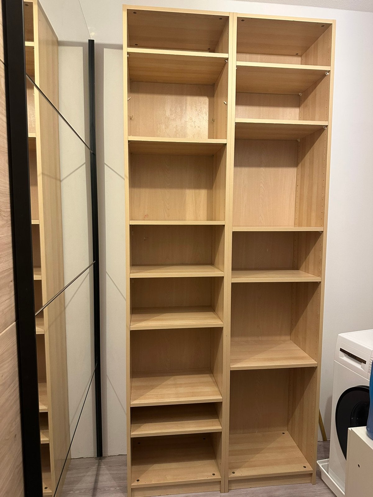Hoge open kledingkast / boekenkast (IKEA Pax stijl)– 2 delen, Met plank(en), Gebruikt, 100 tot 150 cm, 200 cm of meer