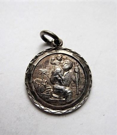 Vintage zilveren hanger Sint Christoffel (8043-29), Verzamelen, Religie, Zo goed als nieuw, Sieraad, Ophalen