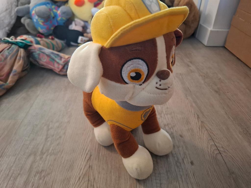 Knuffel - Paw Patrol Rubble, Paw Patrol, Ophalen of Verzenden, Gebruikt, Hond