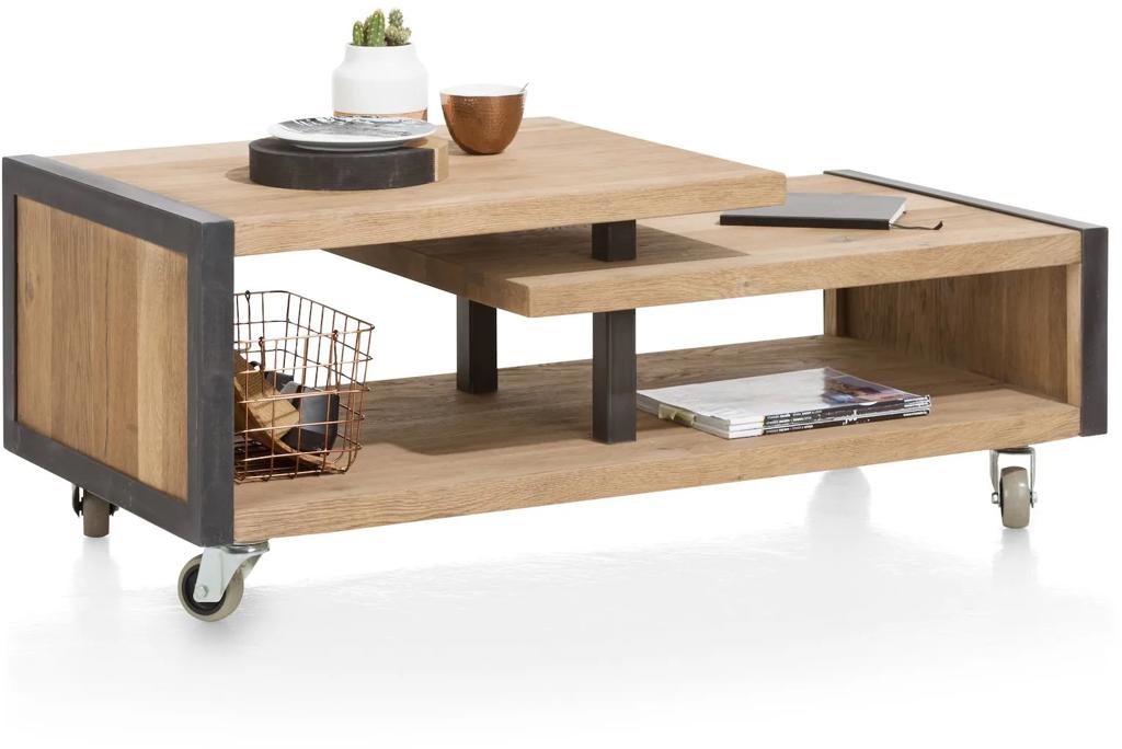 Salontafel Metalo 120x60 cm - Industrieel Design, Huis en Inrichting, Tafels | Salontafels, Ophalen, 100 tot 150 cm, Eikenhout