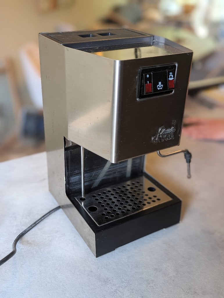 Gaggia Classic Espresso Machine - Recentelijk schoongemaakt, Stoompijpje, Gebruikt, Espresso apparaat, Gemalen koffie