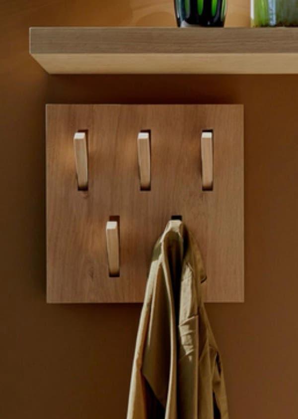 Ethnicraft Utilitile wandkapstok 40x40 massief eiken naturel, Ophalen of Verzenden, Hout, Wandkapstok, Minder dan 100 cm