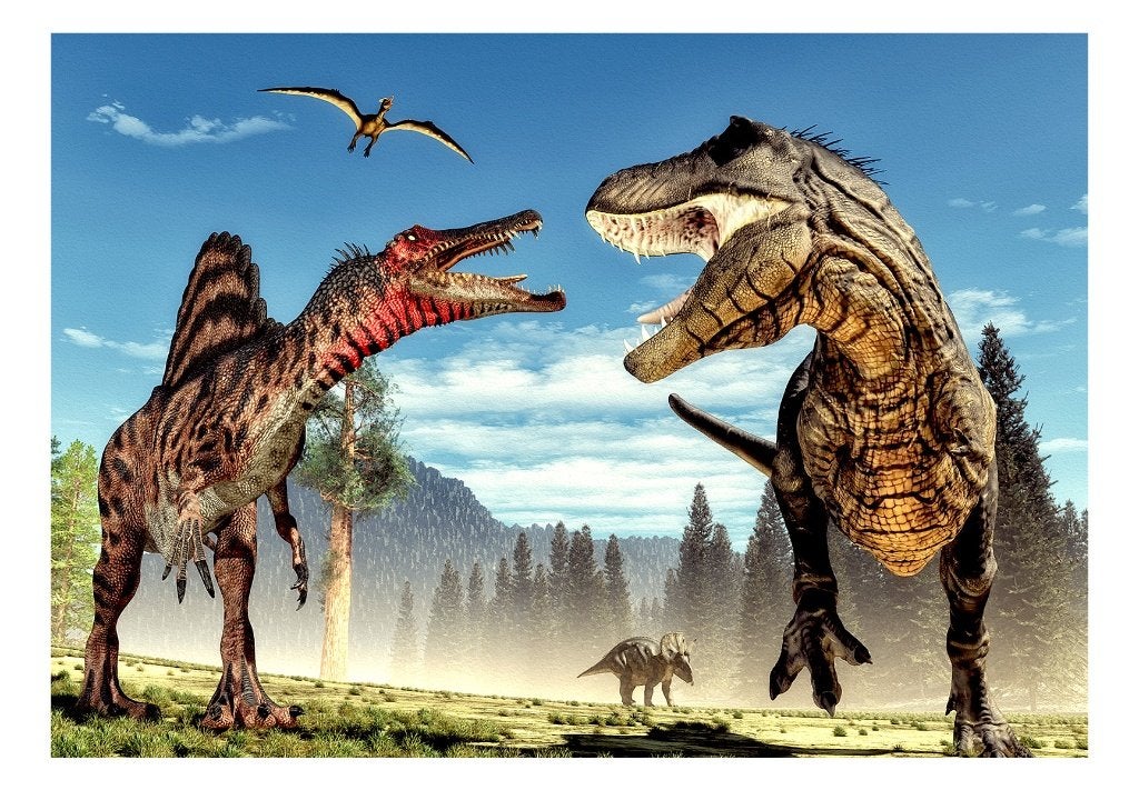 Dinosaurus behang Fighting Dinosaurs, dinosaurusbehang, Verzenden, Nieuw