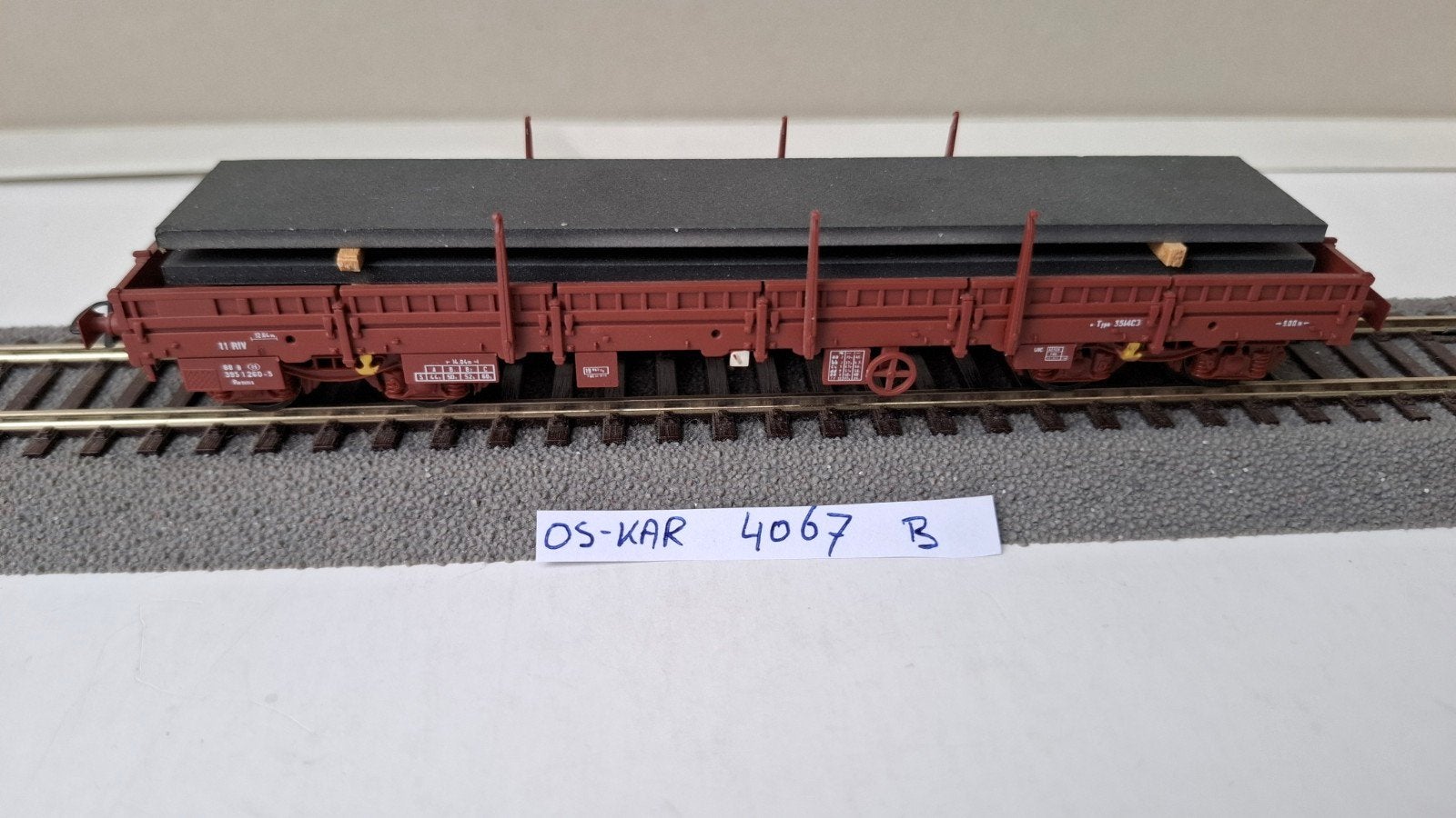 Marklin, OS-KAR, 4 as zwaarlastwagen + lading, H0, ac, Overige merken, Wisselstroom, Gebruikt, Wagon