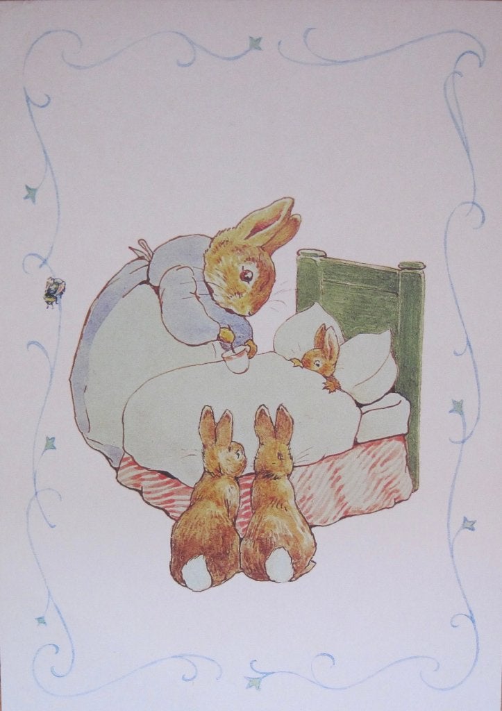 voor het kind - Beatrix Potter - ziek konijn in bed - 1998, Verzenden, 1980 tot heden, Ongelopen, Overige thema's
