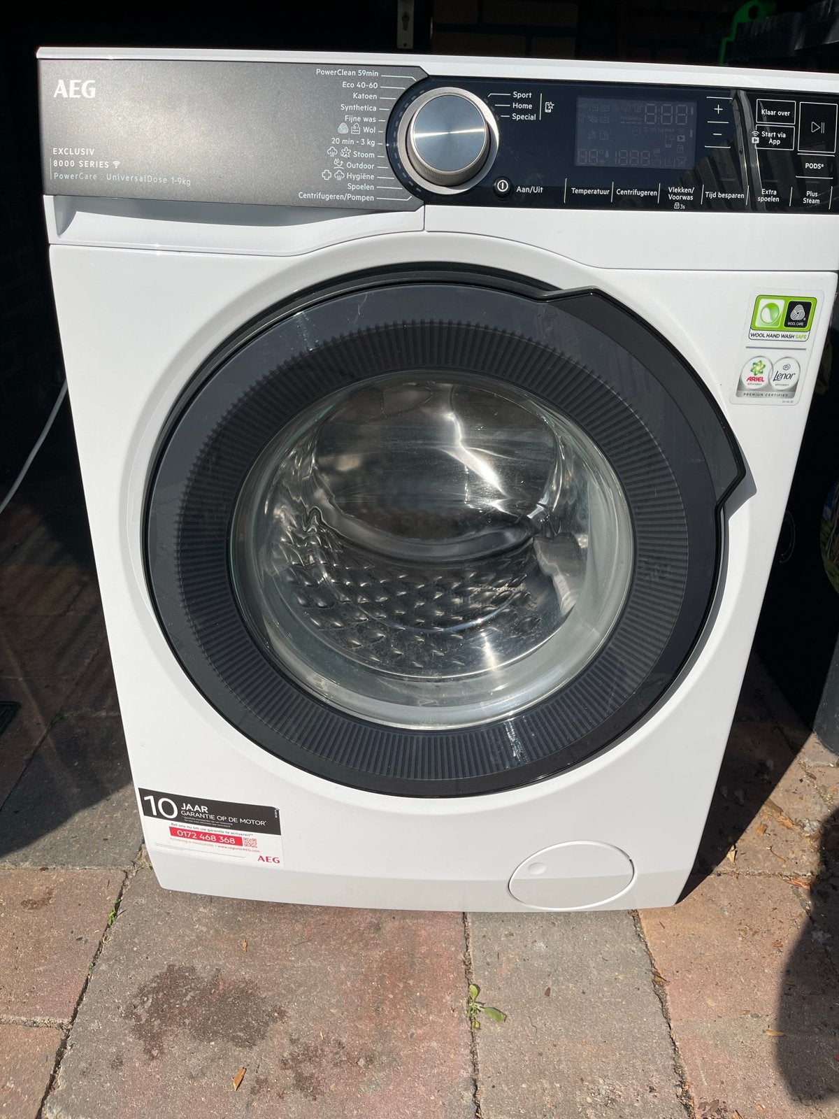 AEG LR8BADEN Wasmachine - 9kg PowerCare UniversalDose, 8 tot 10 kg, Ophalen, Gebruikt, 85 tot 90 cm