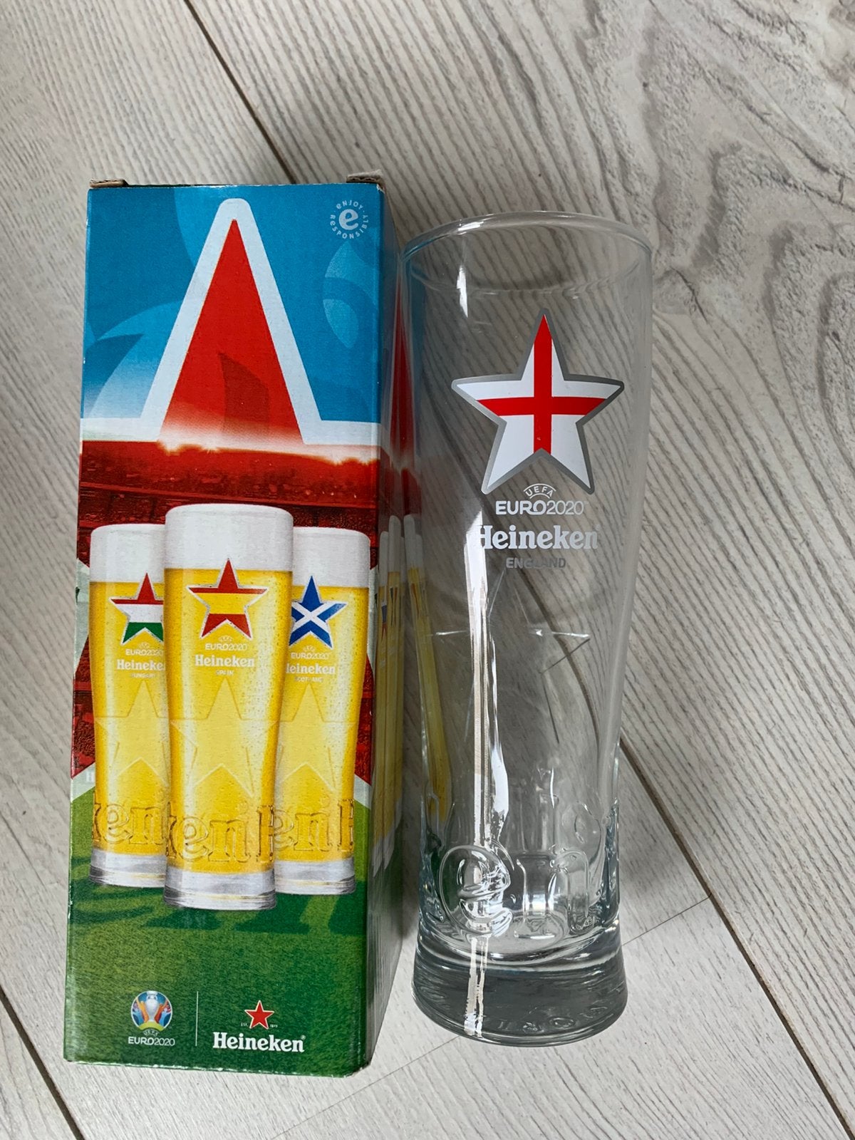 Heineken UEFA EURO 2020 Engeland Glas met Doos, Verzamelen, Ophalen, Nieuw, Glas of Glazen, Heineken