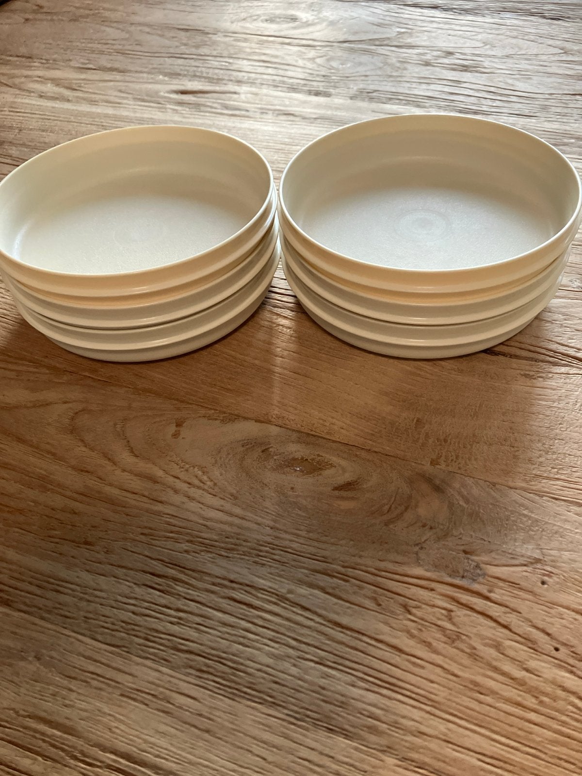 6 Tupperware bakjes zonder deksel, Ophalen of Verzenden, Gebruikt, Crème, Bak of Kom