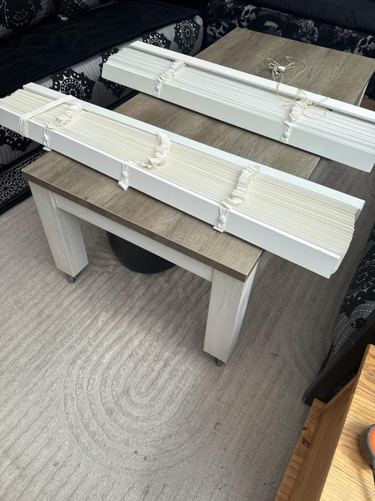Witte jaloezieën - 2 stuks, Ophalen, Gebruikt, 100 tot 150 cm, Wit