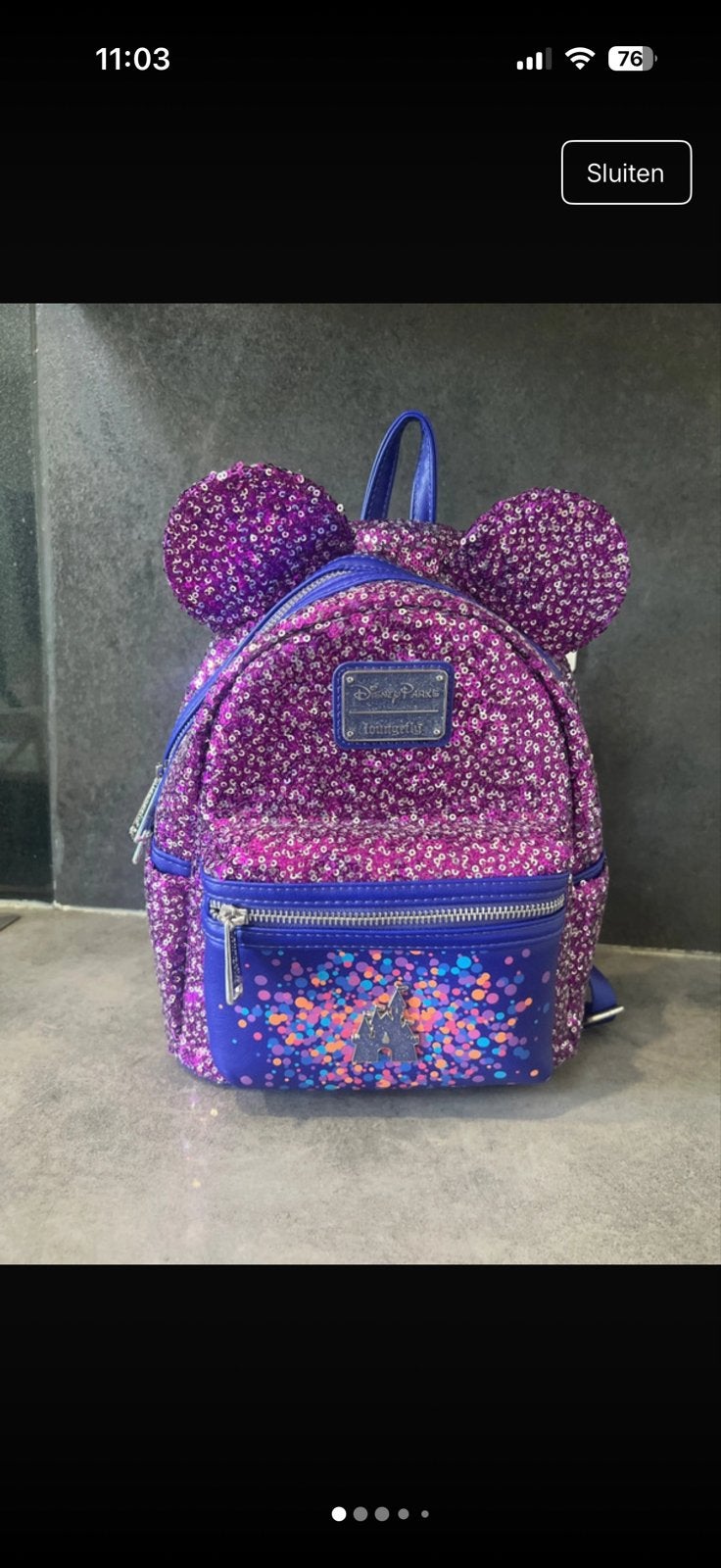 Disney Loungefly rugzak 30 jaar Disneyland Parijs, Minder dan 30 cm, Disney of Dora, Ophalen of Verzenden, Minder dan 25 cm