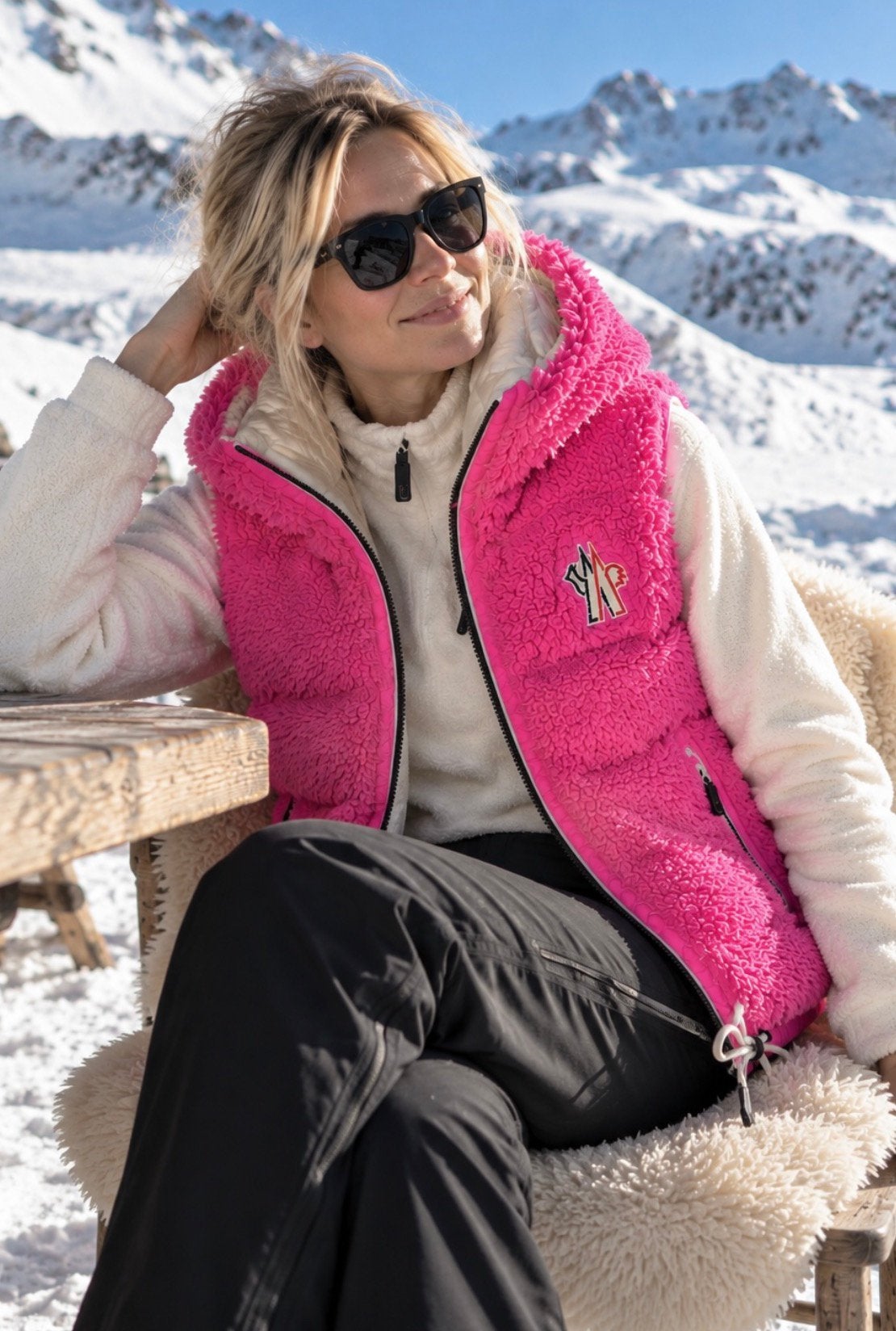 Moncler Grenoble roze donsjas bodywarmer maat S (950 euro), Moncler EU, Ophalen of Verzenden, Zo goed als nieuw, Moncler