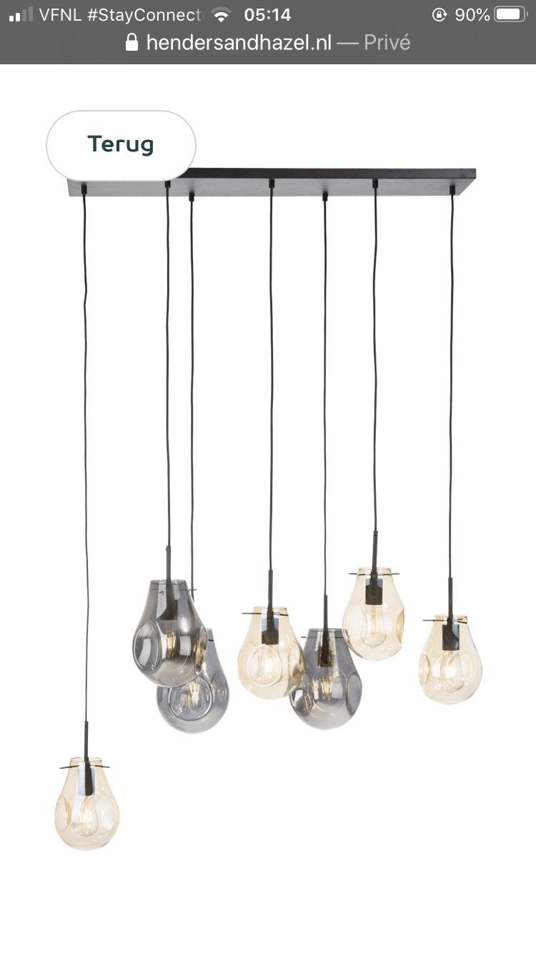 Glazen Hanglamp Coco Maison Charlie, Ophalen, E27 (groot), Zo goed als nieuw, Glas