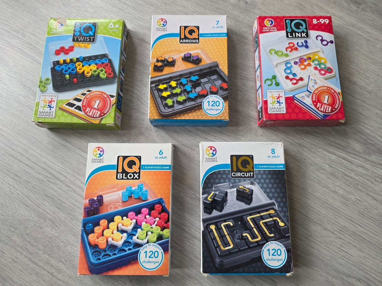SmartGames IQ Puzzels - Set van 5, Ophalen of Verzenden, Zo goed als nieuw, Rubik's of 3D-puzzel