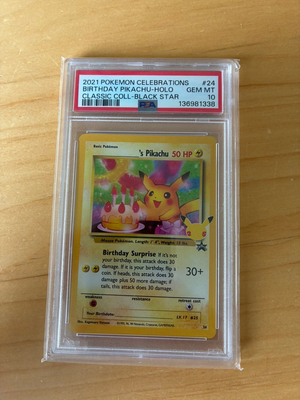 24 - Birthday Pikachu Celebratioms - HOLO - PSA 10, Ophalen of Verzenden, Zo goed als nieuw