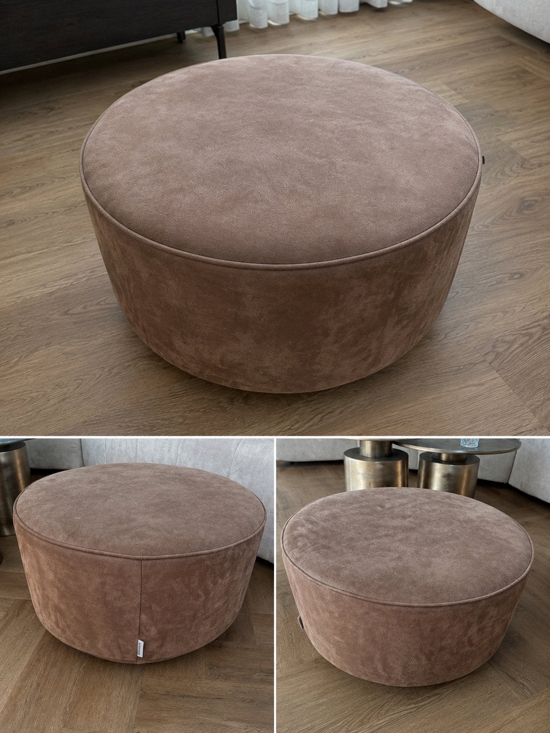 Stoere ronde Coffee poef van vtwonen, Ophalen, Rond, Minder dan 50 cm, Zo goed als nieuw