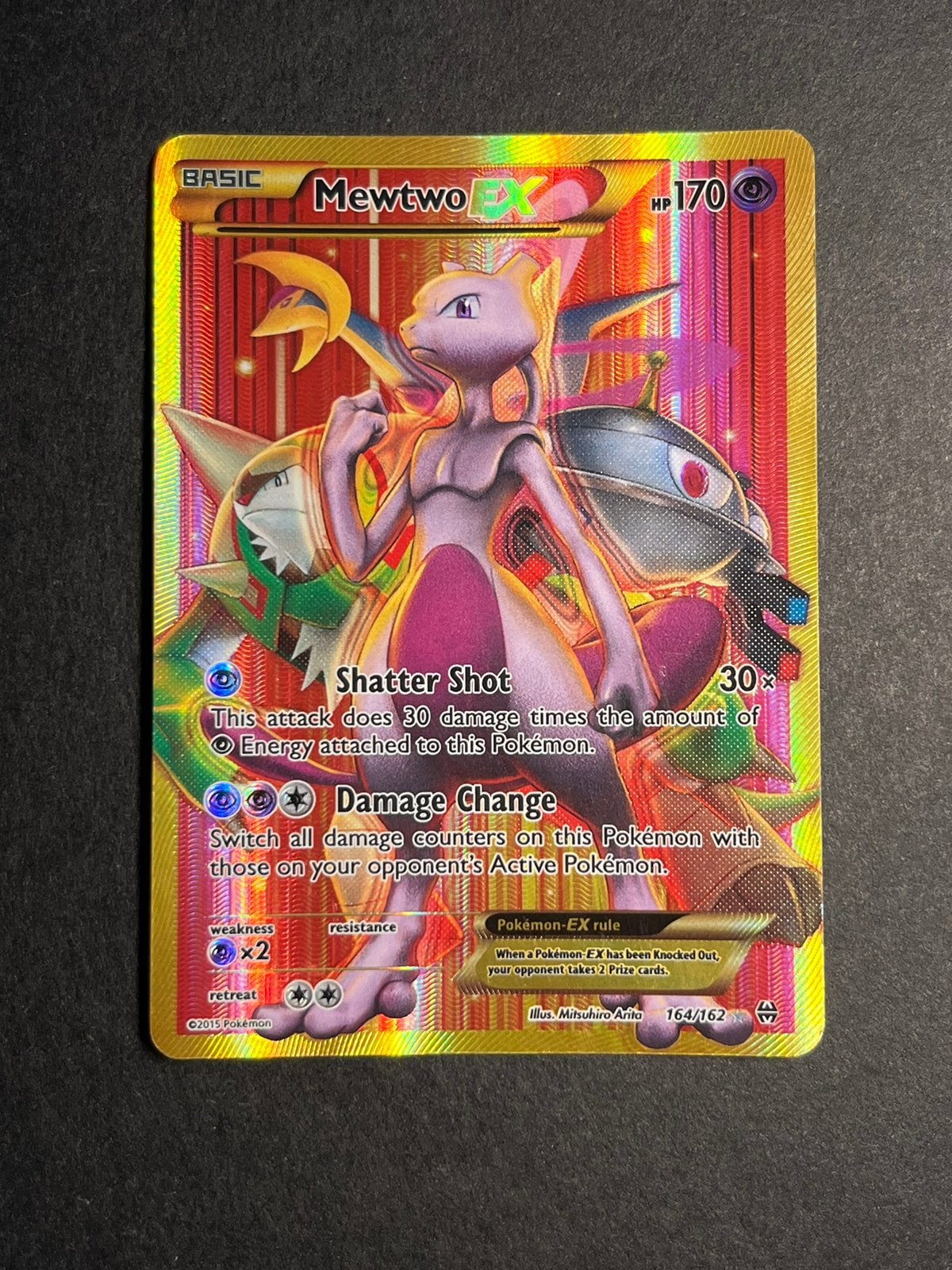 Pokemon Secret Rare Mewtwo EX 164/162, Ophalen of Verzenden, Gebruikt