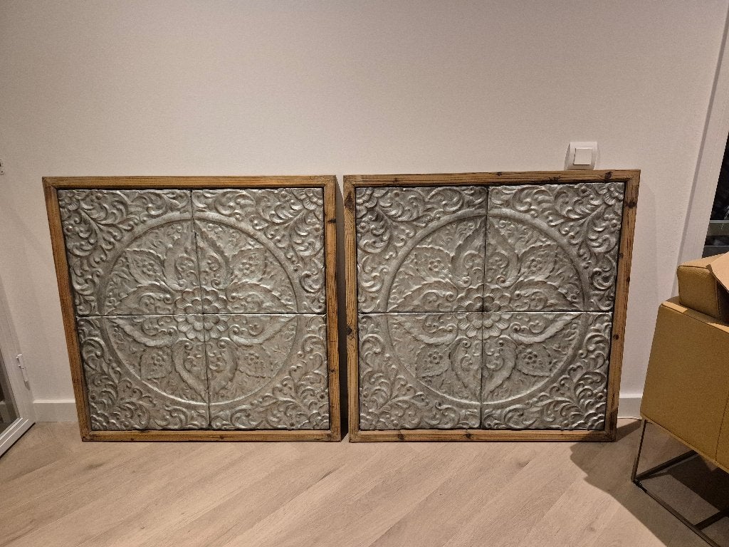 Dubbel hout/ijzeren kunst voor aan de muur, Ophalen, Overige stijlen, Overige onderwerpen, Overige technieken